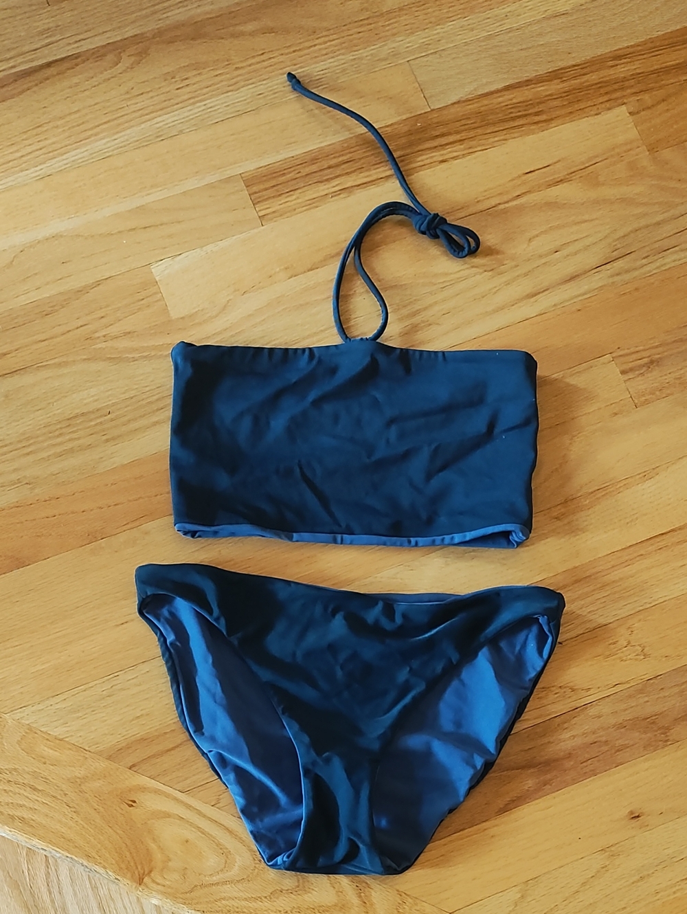Navy Blue Strapless Bikini Set